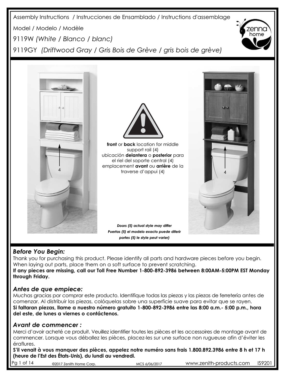 ZENNA HOME 9119W ASSEMBLY INSTRUCTIONS MANUAL Pdf Download ManualsLib