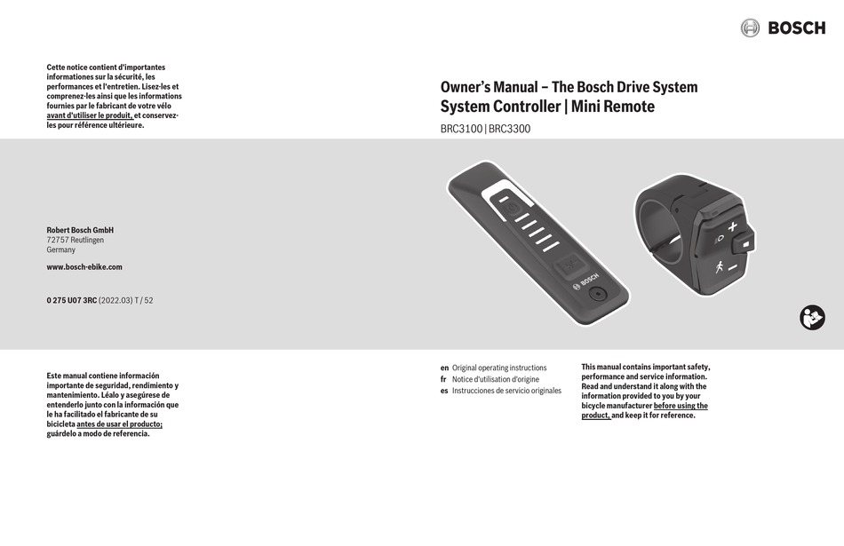 BOSCH BRC3100 OWNER'S MANUAL Pdf Download ManualsLib