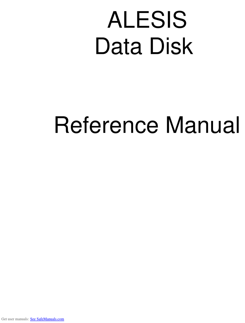 ALESIS DATADISK REFERENCE MANUAL Pdf Download ManualsLib