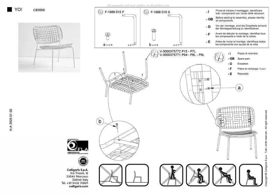 CALLIGARIS YO! CB3505 QUICK START MANUAL Pdf Download ManualsLib