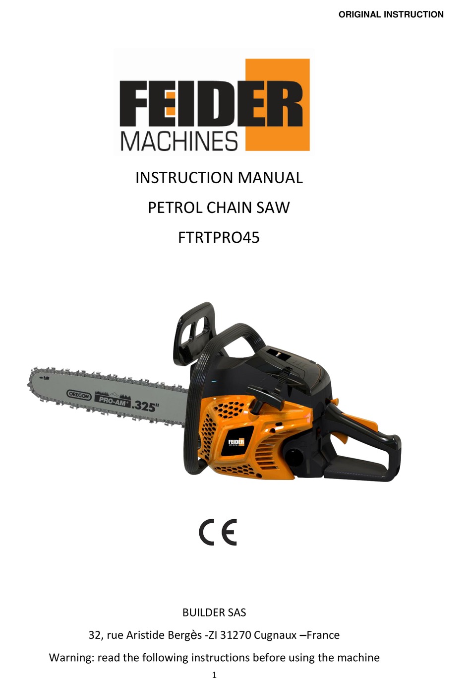 FEIDER MACHINES FTRTPRO45 INSTRUCTION MANUAL Pdf Download | ManualsLib