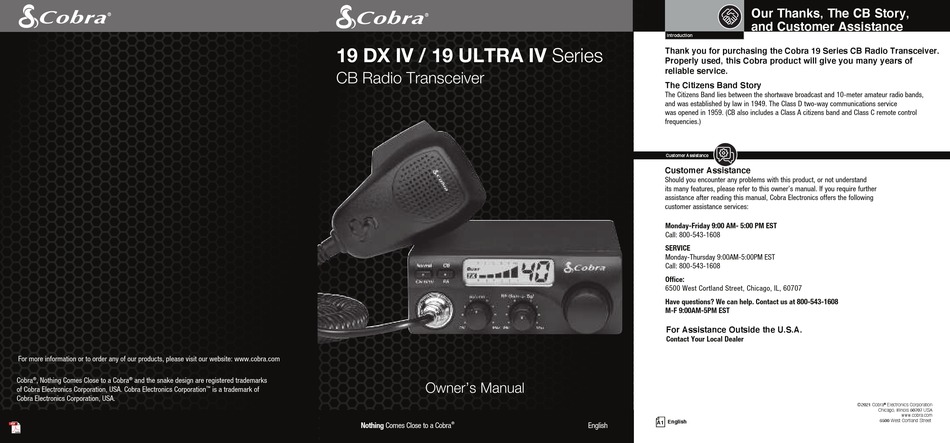 COBRA 19 DX IV SERIES OWNER'S MANUAL Pdf Download | ManualsLib