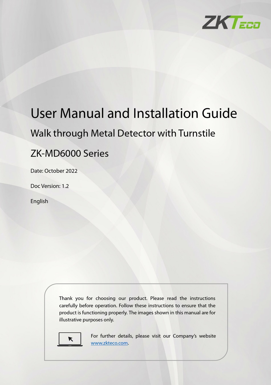 ZKTECO ZKMD6000 SERIES USER MANUAL AND INSTALLATION MANUAL Pdf