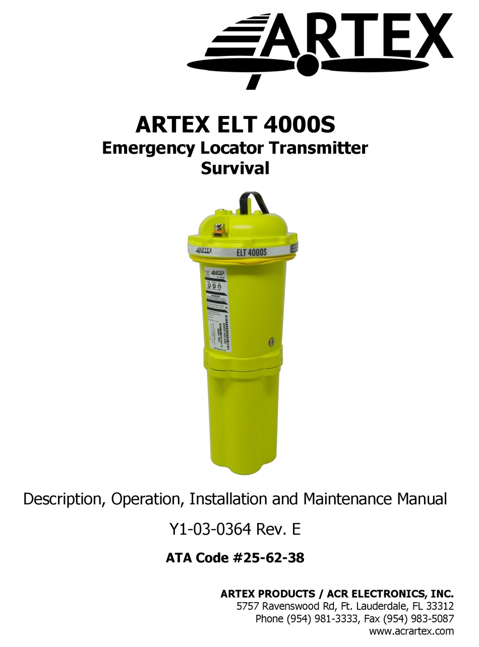 ARTEX ELT 4000S DESCRIPTION, OPERATION, INSTALLATION AND MAINTENANCE
