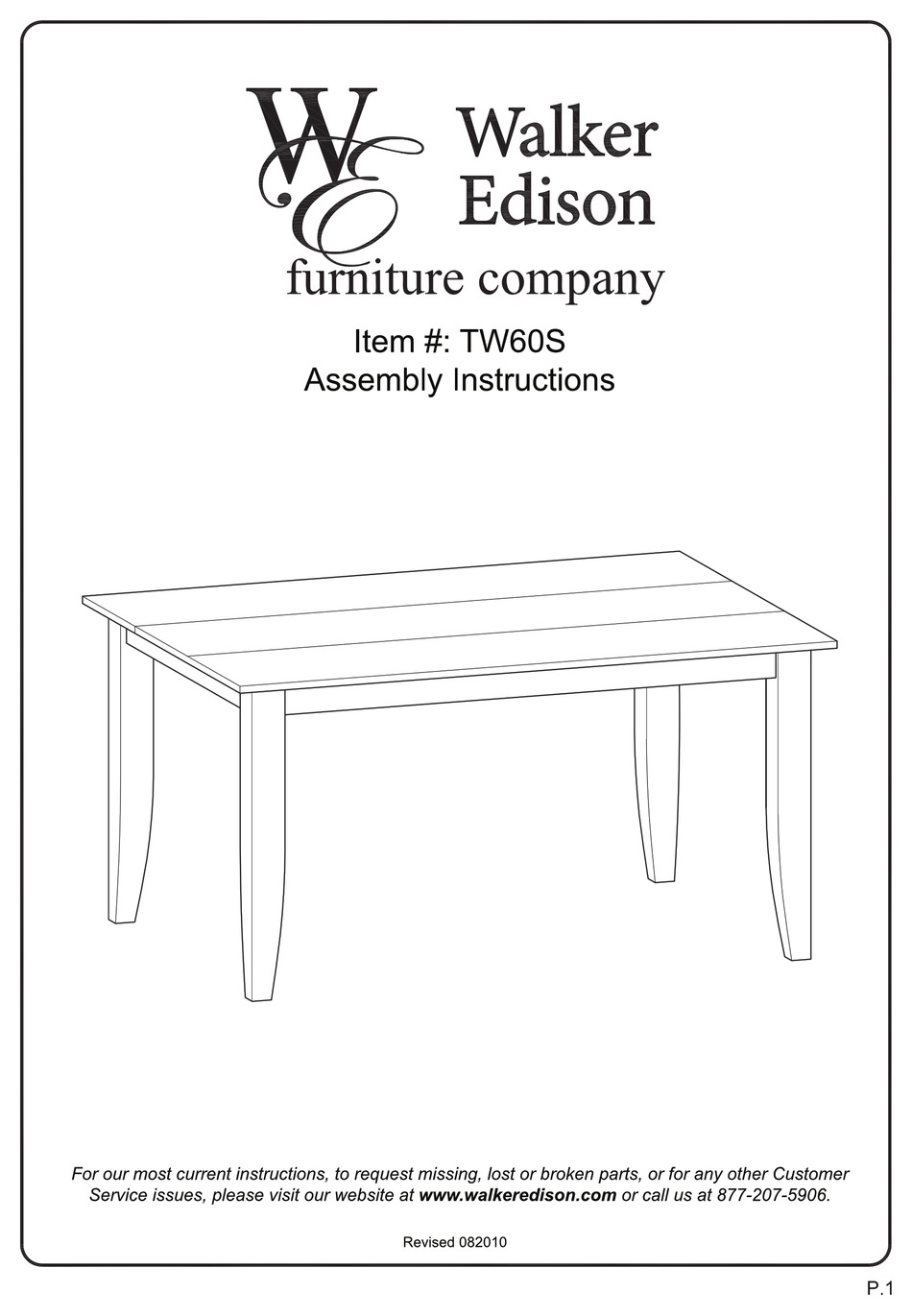WALKER EDISON TW60S ASSEMBLY INSTRUCTIONS MANUAL Pdf Download ManualsLib