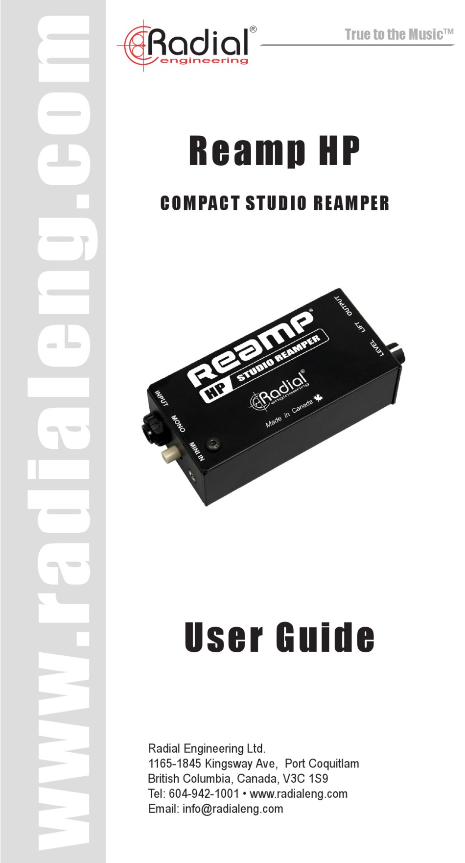 Radial Engineering Reamp Hp User Manual Pdf Download Manualslib