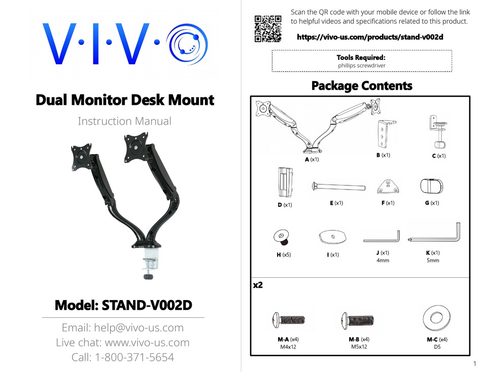 VIVO STAND-V002D INSTRUCTION MANUAL Pdf Download | ManualsLib