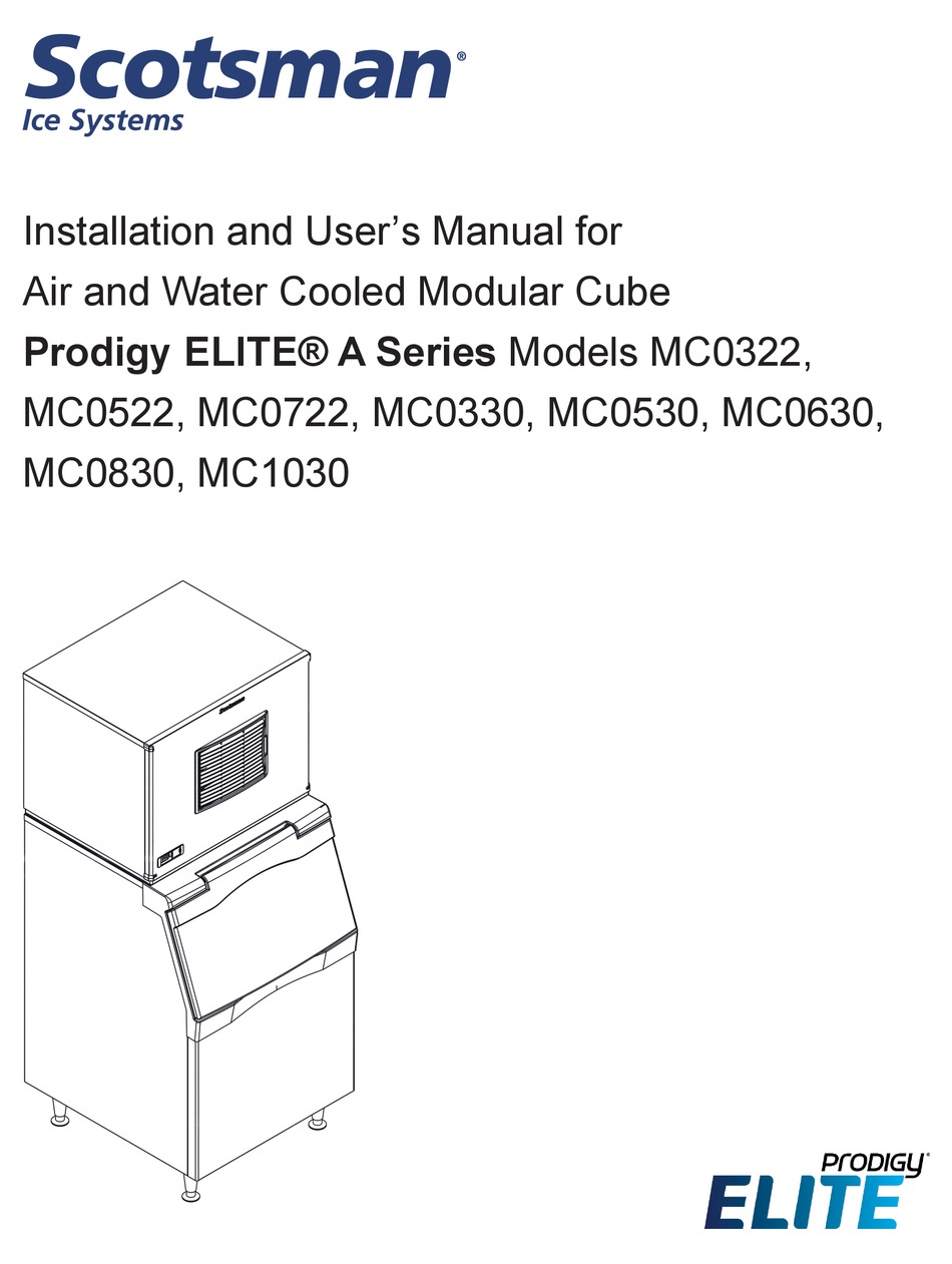 SCOTSMAN PRODIGY ELITE A SERIES INSTALLATION AND USER MANUAL Pdf