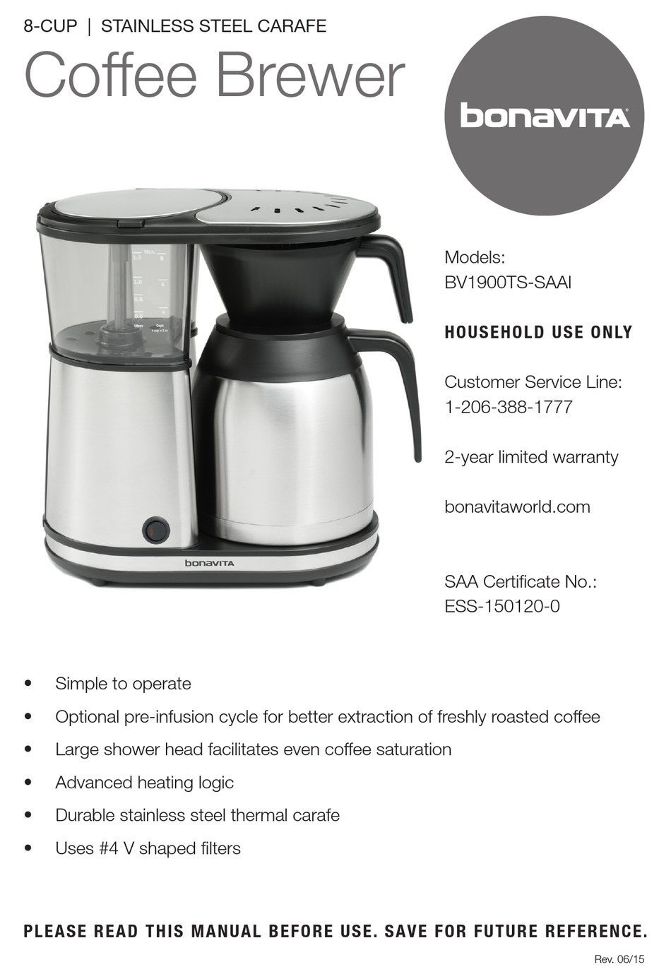 BONAVITA BV1900TSSAAI MANUAL Pdf Download ManualsLib