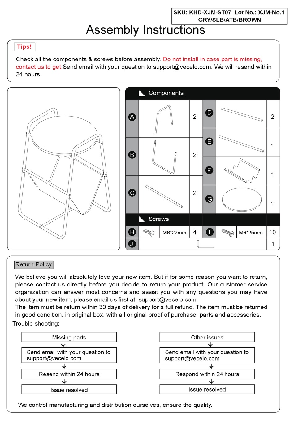 VECELO KHDXJMST07 ASSEMBLY INSTRUCTIONS Pdf Download ManualsLib