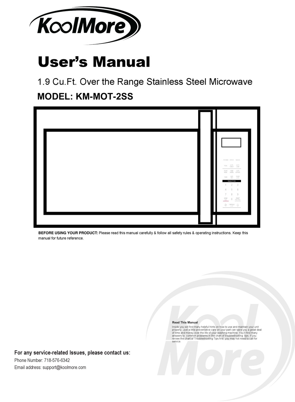 Koolmore Over The Range 1.9 Cu. ft Stainless Steel Microwave