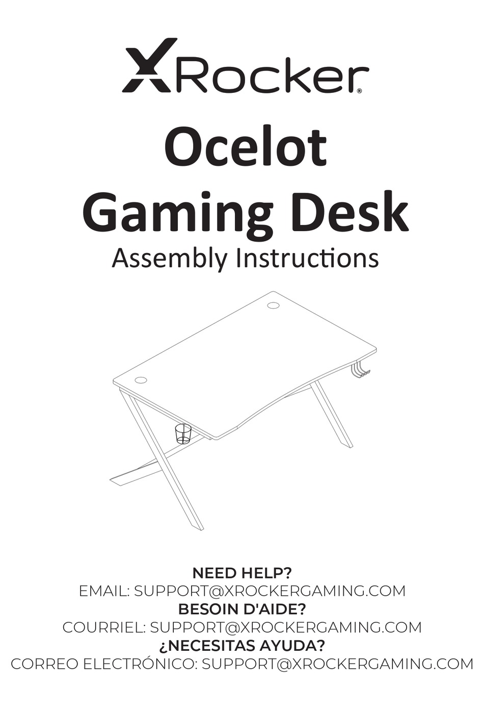 XROCKER OCELOT GAMING DESK ASSEMBLY INSTRUCTIONS MANUAL Pdf Download