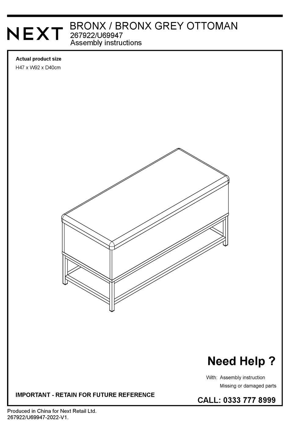 NEXT BRONX 267922 ASSEMBLY INSTRUCTIONS MANUAL Pdf Download ManualsLib