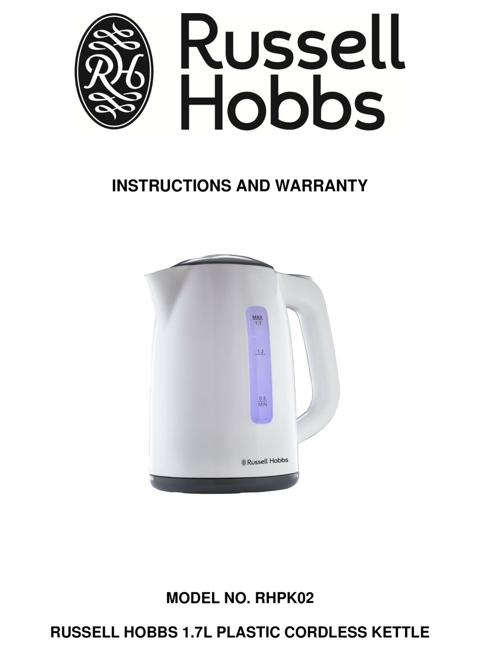 RUSSELL HOBBS RHPK02 INSTRUCTIONS AND WARRANTY Pdf Download ManualsLib