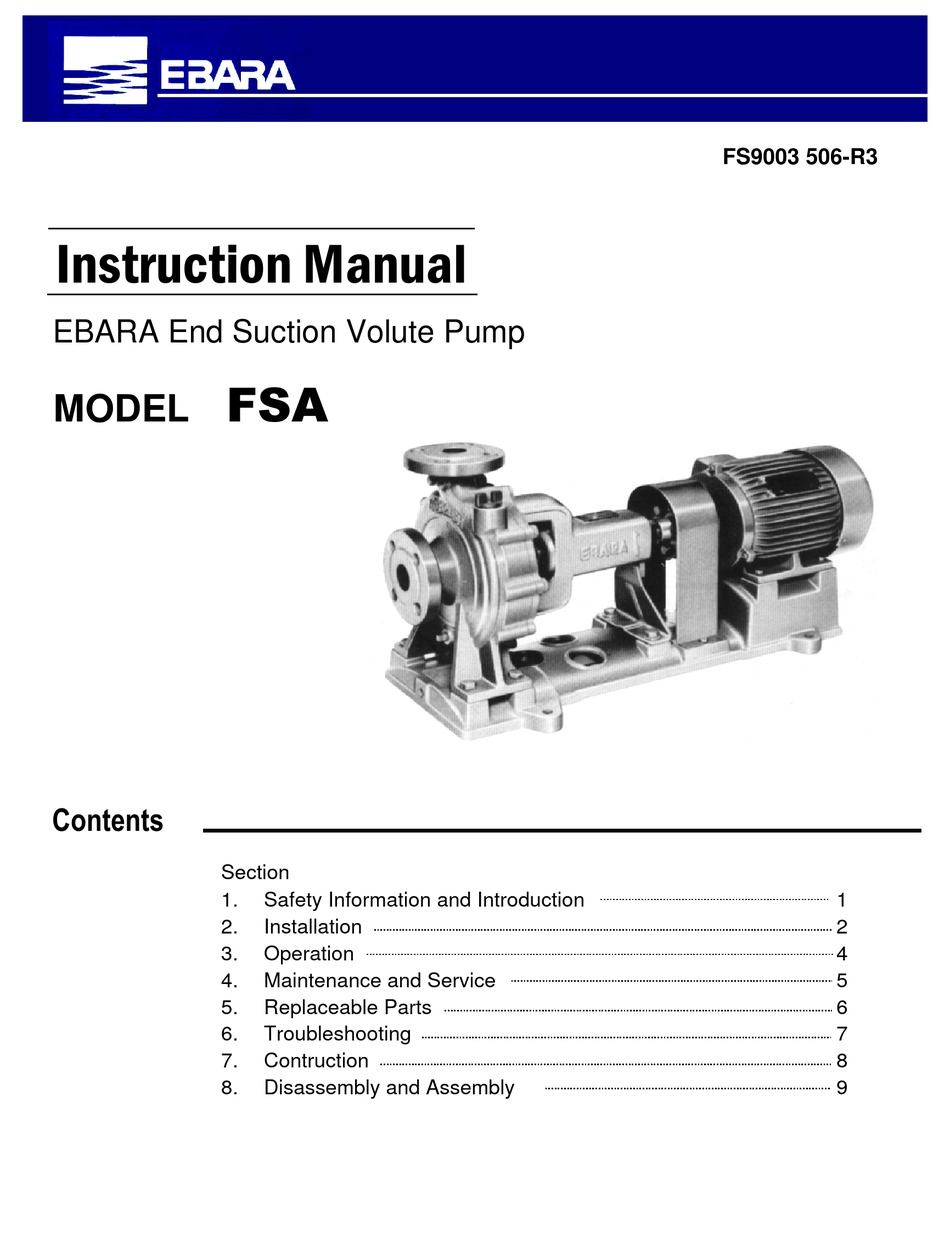 EBARA FSA INSTRUCTION MANUAL Pdf Download ManualsLib