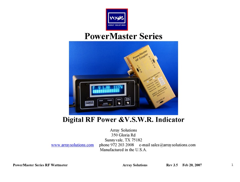 ARRAY SOLUTIONS POWERMASTER SERIES MANUAL Pdf Download ManualsLib