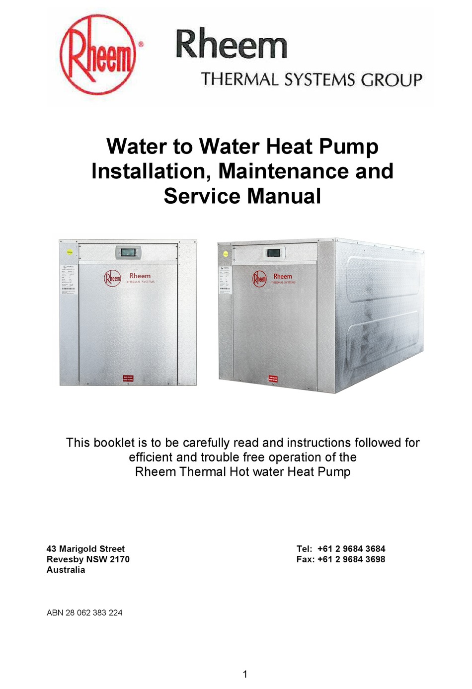 RHEEM AWW023SK JQ1 SERIES INSTALLATION MAINTENANCE AND SERVICE MANUAL