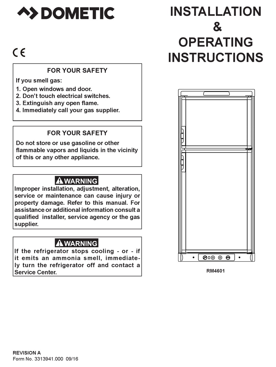 DOMETIC RM4601 INSTALLATION & OPERATING INSTRUCTIONS MANUAL Pdf ...