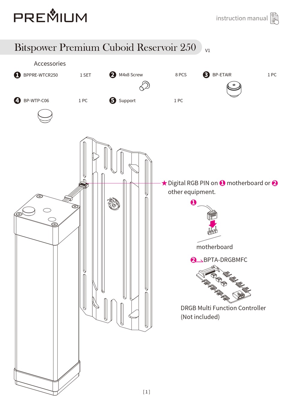 PREMIUM BITSPOWER CUBOID RESERVOIR 250 INSTRUCTION MANUAL Pdf Download