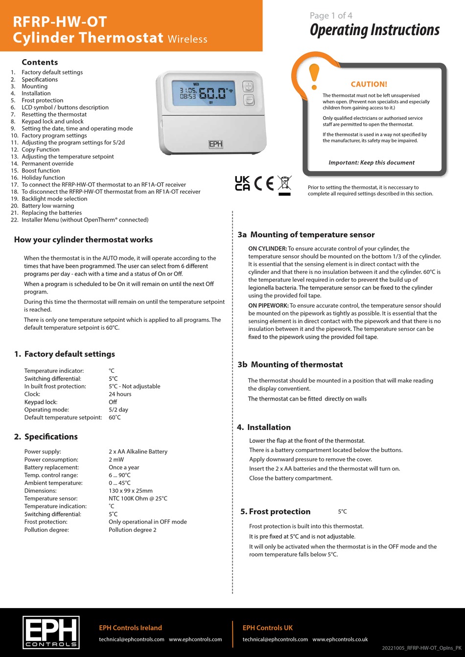 EPH CONTROLS RFRPHWOT OPERATING INSTRUCTIONS Pdf Download ManualsLib EPH CONTROLS RFRPHWOT OPERATING INSTRUCTIONS Pdf Download ManualsLib