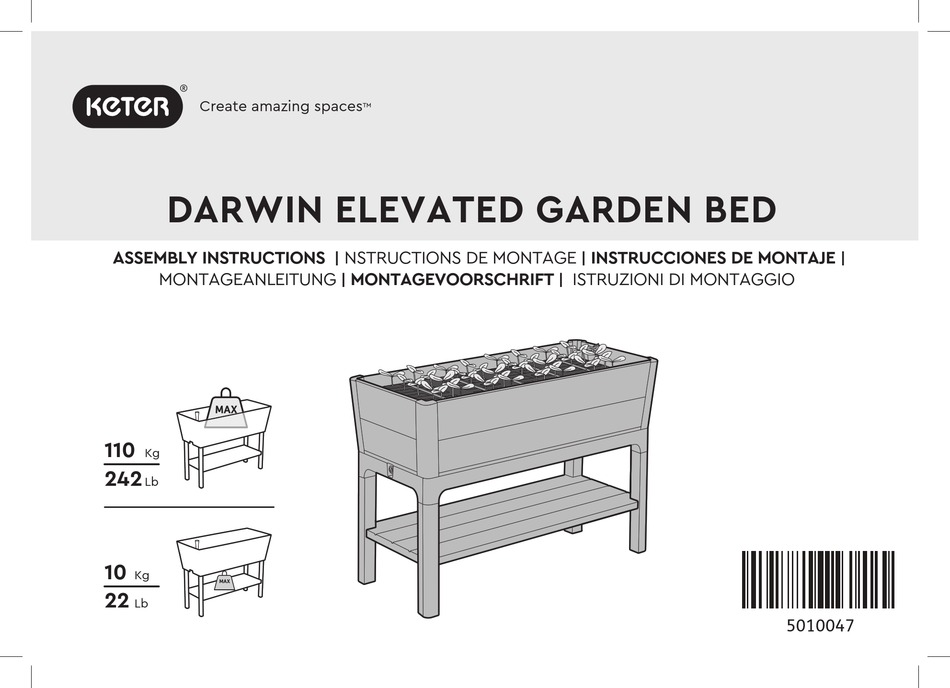 KETER DARWIN ELEVATED GARDEN BED ASSEMBLY INSTRUCTIONS MANUAL Pdf