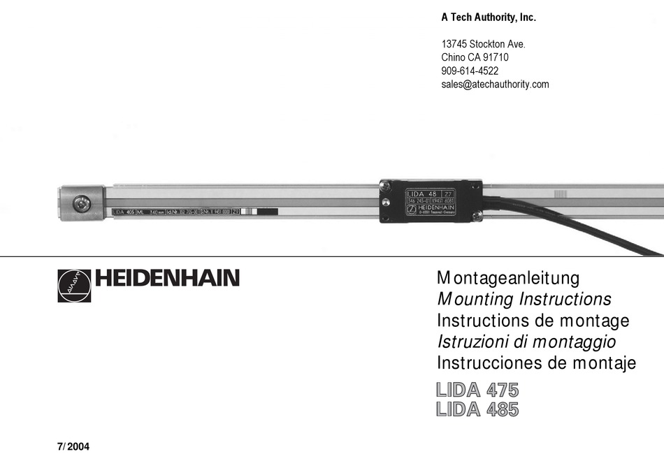HEIDENHAIN LIDA 475 MOUNTING INSTRUCTIONS Pdf Download ManualsLib