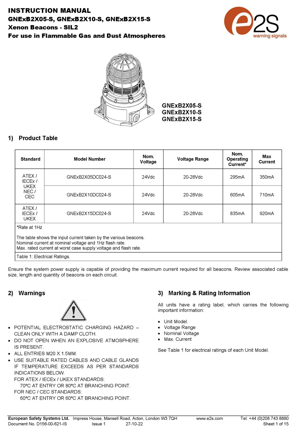 E2S GNEXB2X05-S SERIES INSTRUCTION MANUAL Pdf Download | ManualsLib