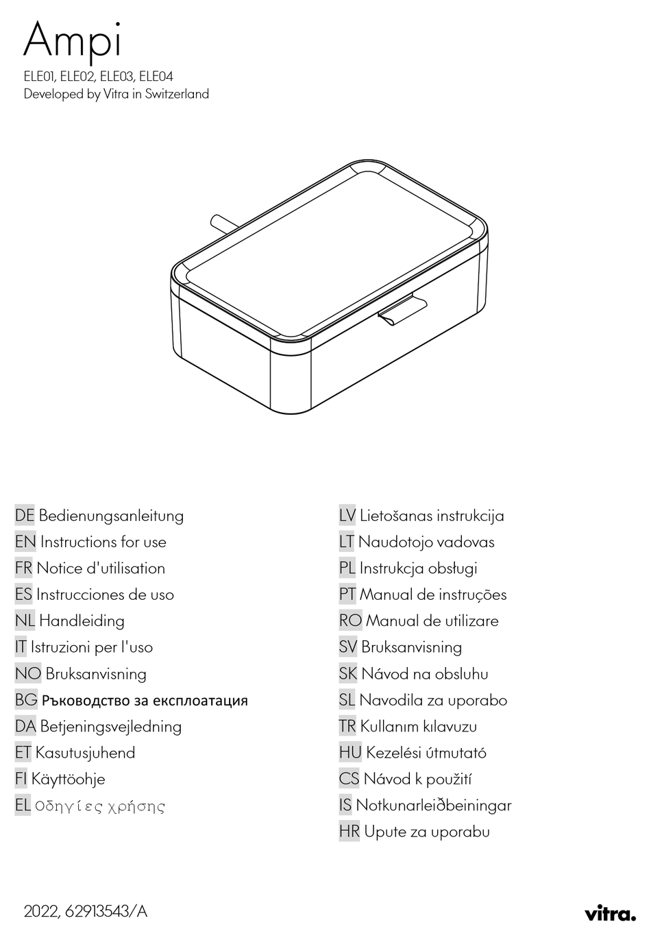 VITRA AMPI ELE01 INSTRUCTIONS FOR USE MANUAL Pdf Download ManualsLib