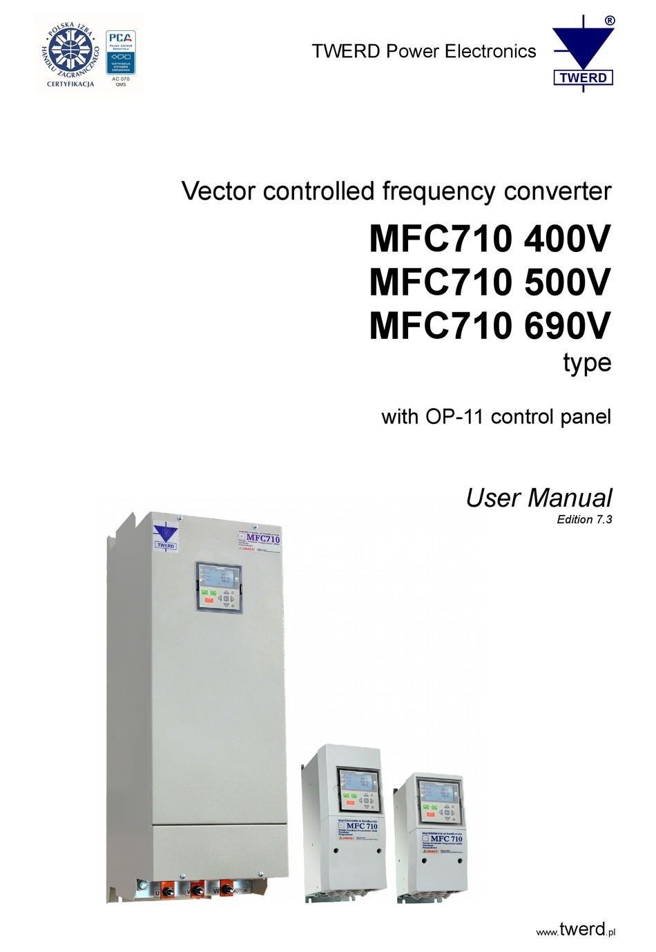 TWERD POWER ELECTRONICS MFC710 400V SERIES USER MANUAL Pdf Download