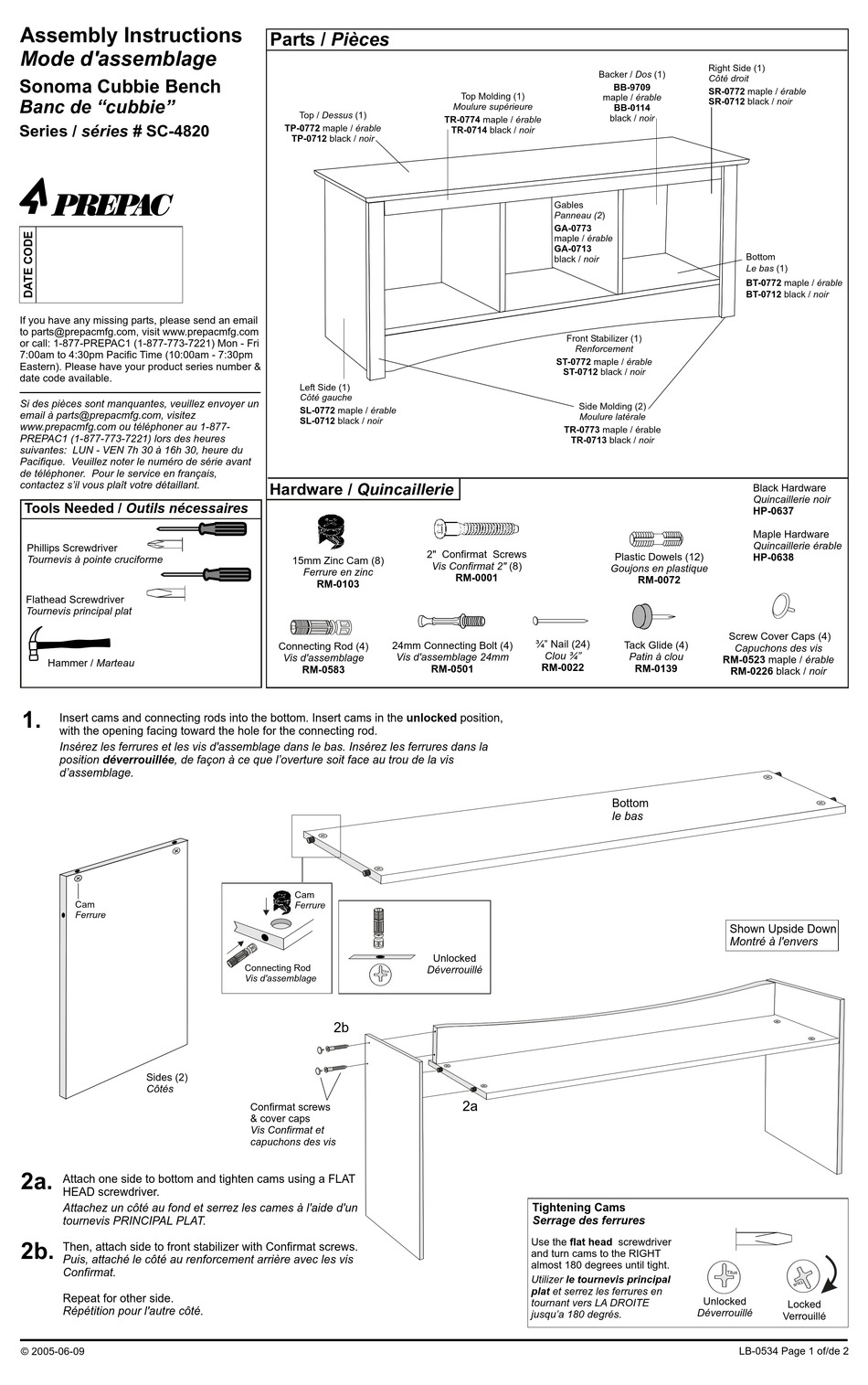 PREPAC SONOMA SC4820 ASSEMBLY INSTRUCTIONS Pdf Download ManualsLib
