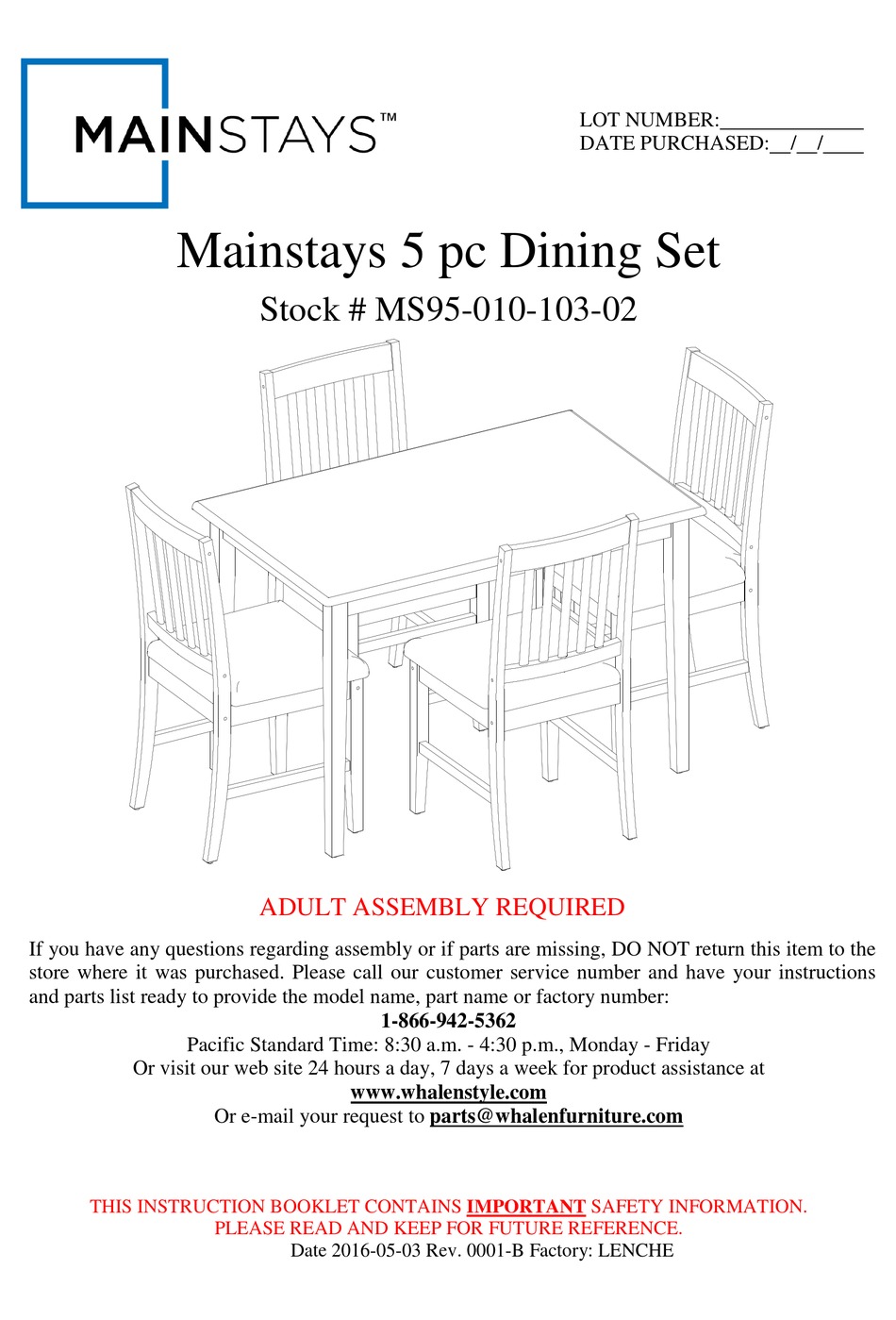 MAINSTAYS MS9501010302 MANUAL Pdf Download ManualsLib