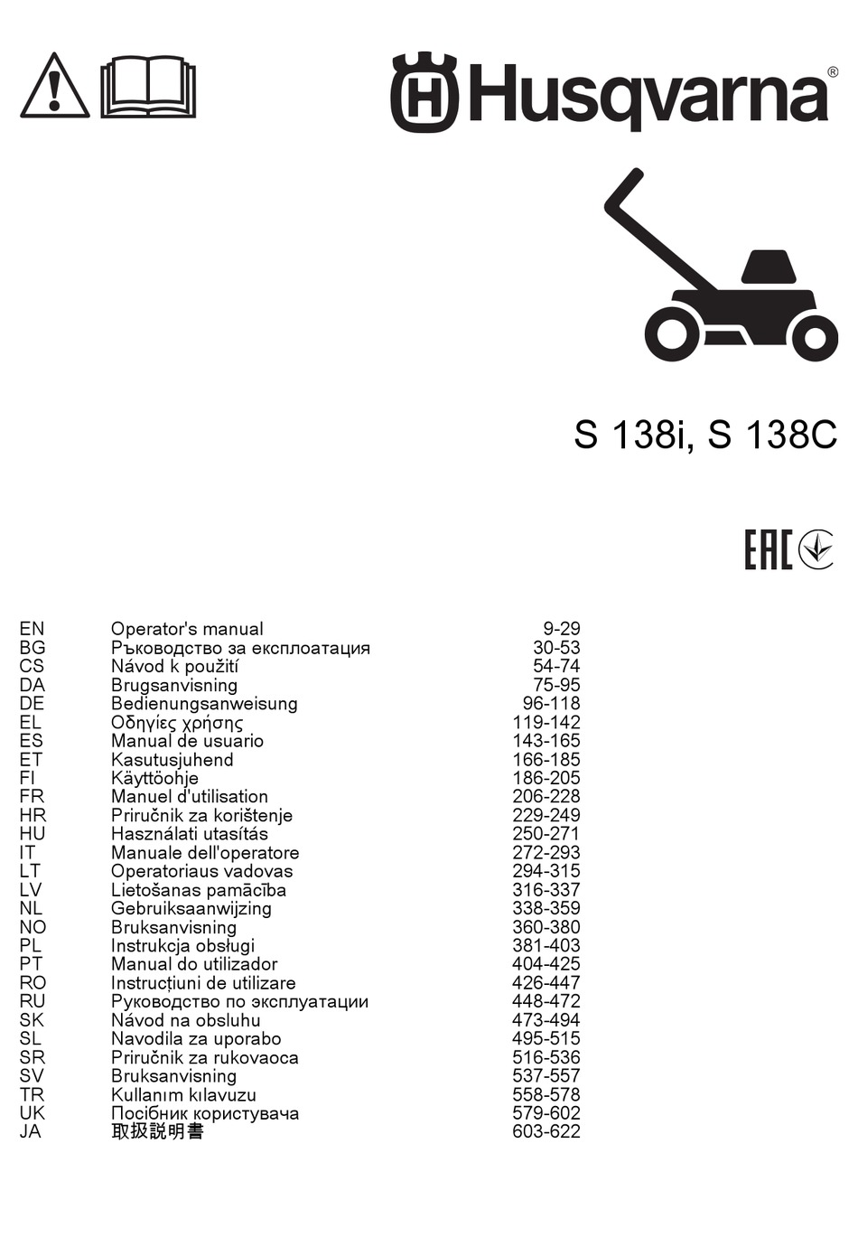 Husqvarna S 138i Operators Manual Pdf Download Manualslib