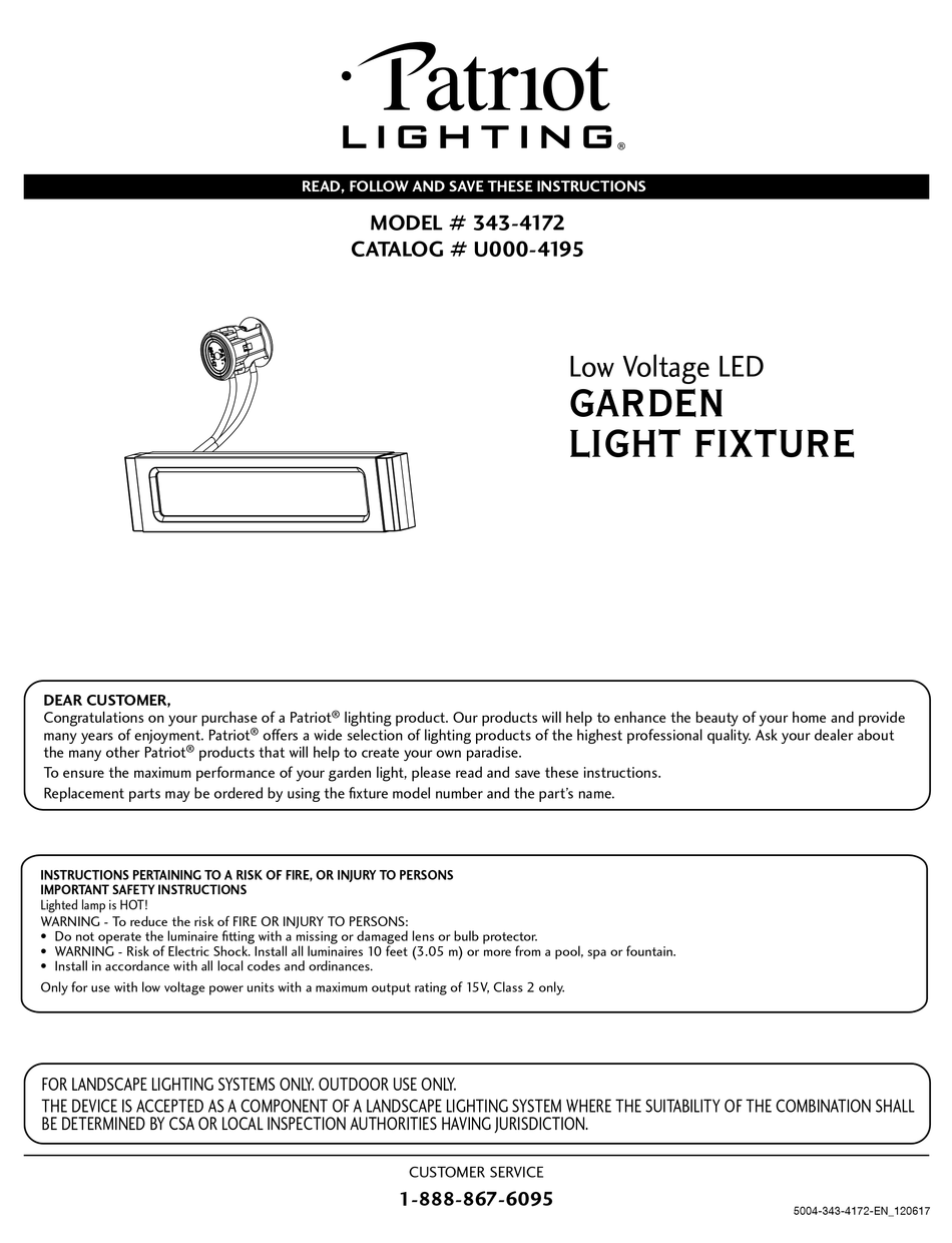 PATRIOT LIGHTING 3434172 INSTRUCTIONS Pdf Download ManualsLib