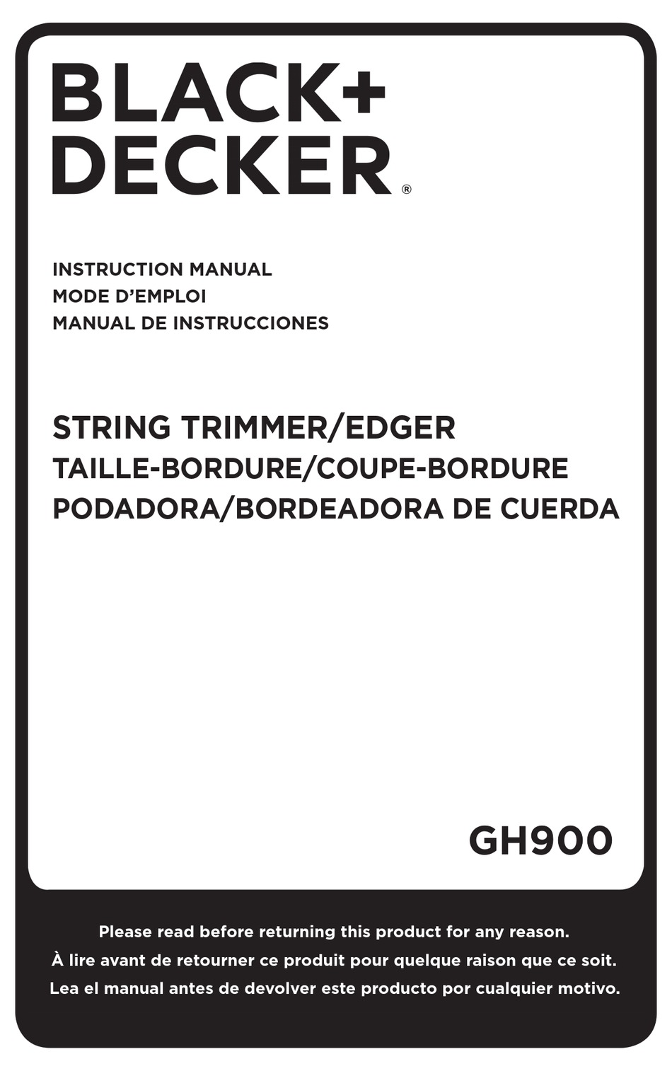 BLACK & DECKER GH900 INSTRUCTION MANUAL Pdf Download ManualsLib