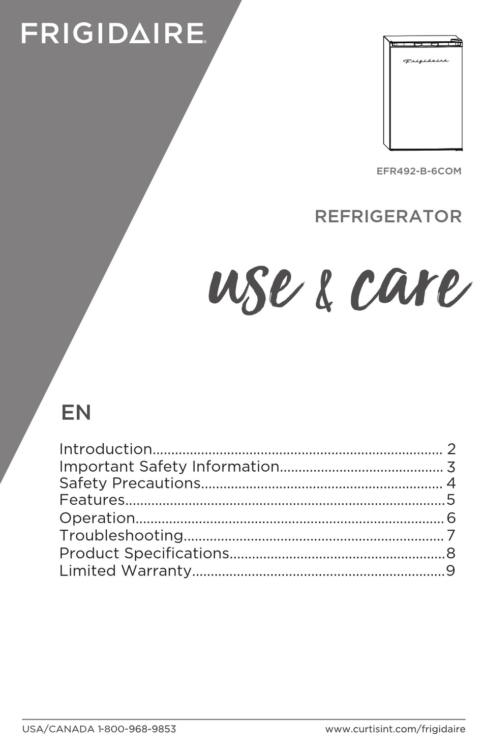 FRIGIDAIRE EFR492-B-6COM USE & CARE MANUAL Pdf Download | ManualsLib