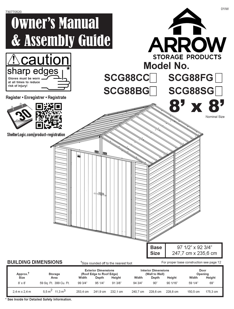 ARROW STORAGE PRODUCTS SELECT SCG88CC OWNER'S MANUAL & ASSEMBLY MANUAL Pdf Download ManualsLib