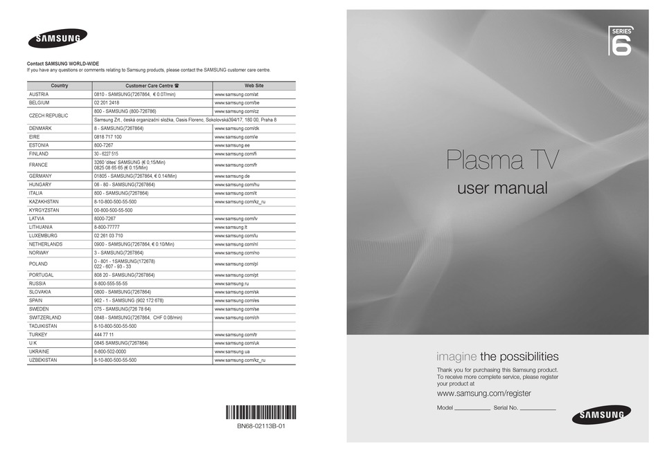 SAMSUNG 6 SERIES USER MANUAL Pdf Download ManualsLib