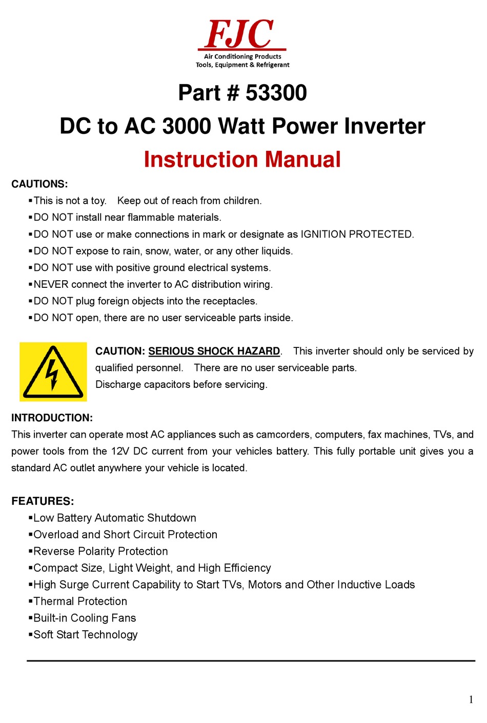 FJC 53300 INSTRUCTION MANUAL Pdf Download ManualsLib