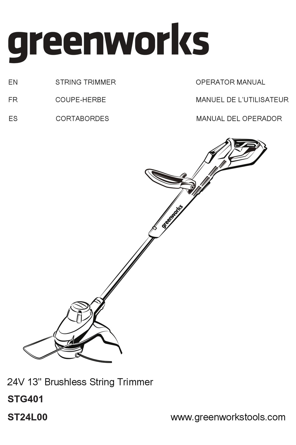 GREENWORKS STG401 OPERATOR