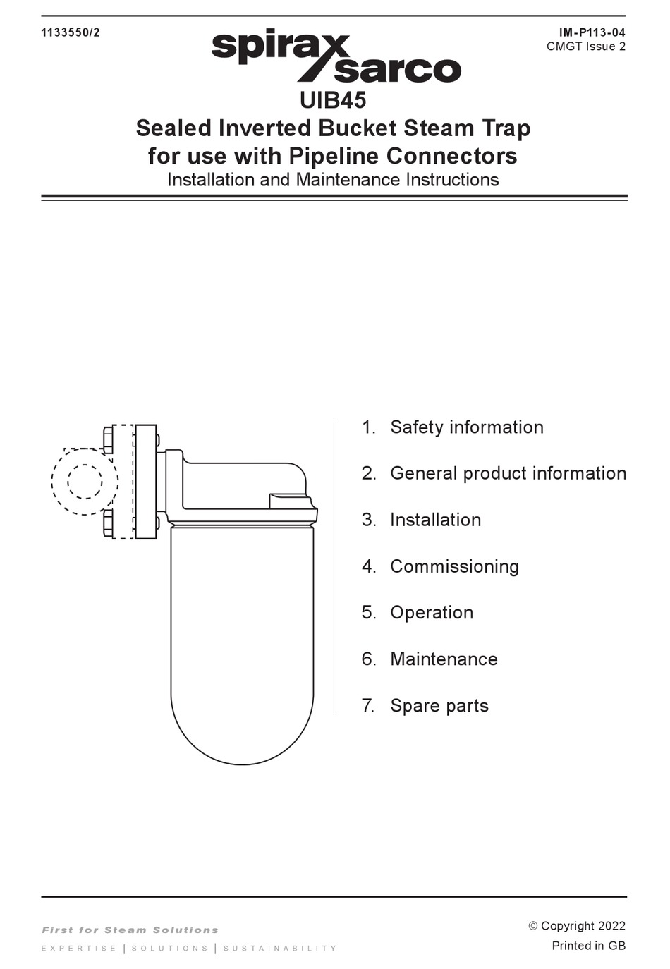 SPIRAX SARCO UIB45 INSTALLATION AND MAINTENANCE INSTRUCTIONS MANUAL Pdf