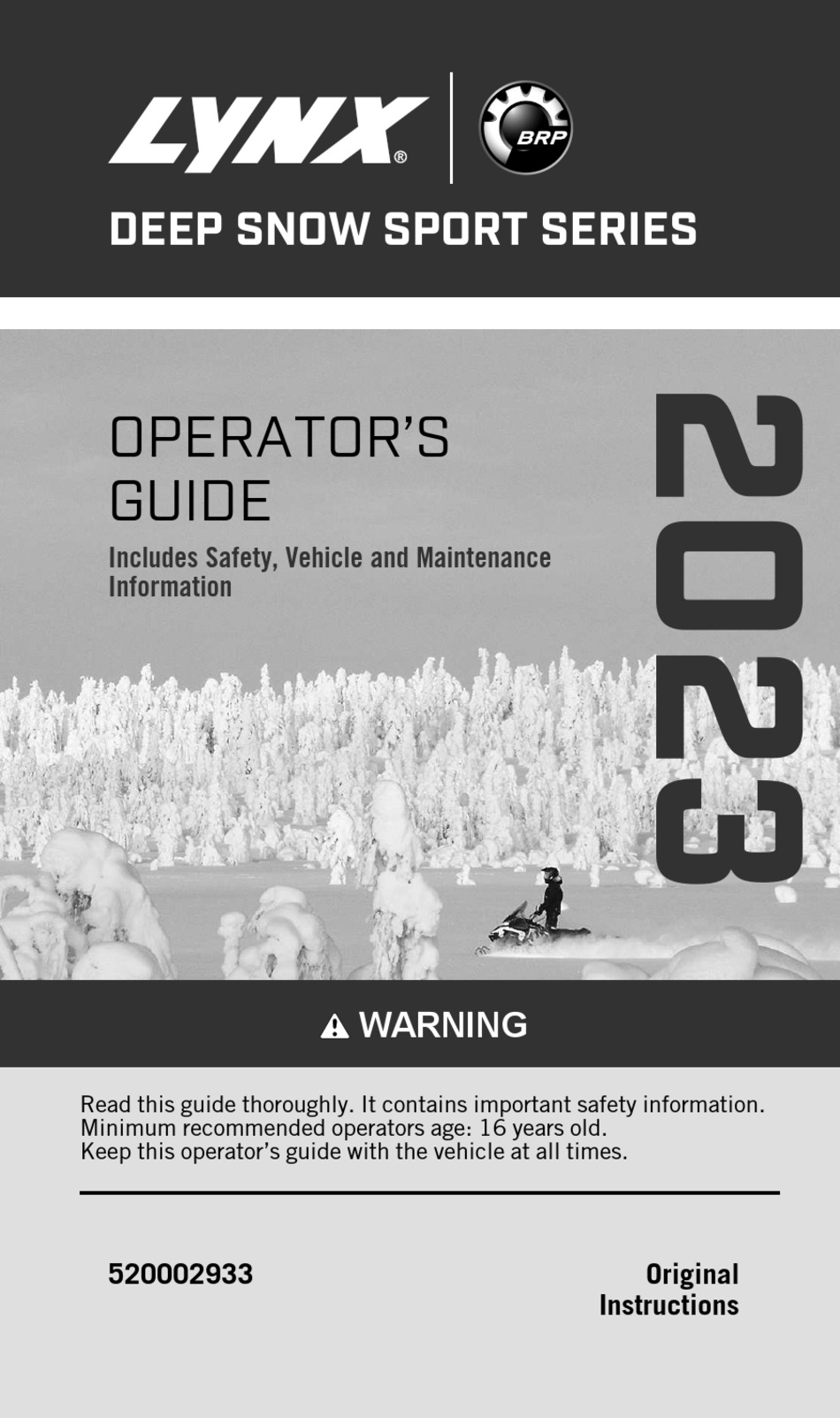 BRP LYNX DEEP SNOW SPORT 2023 SERIES OPERATOR'S MANUAL Pdf Download ManualsLib
