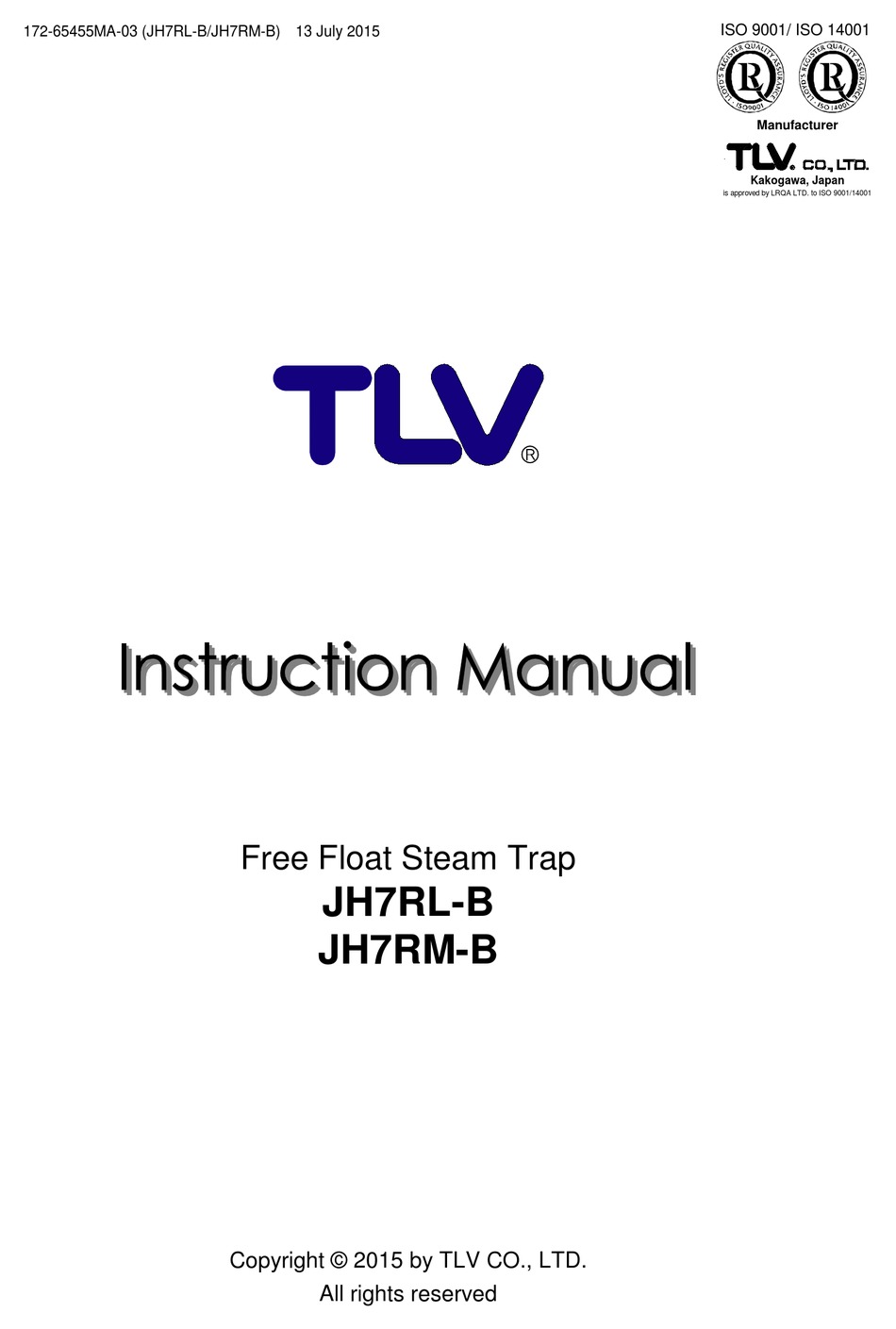 TLV JH7RL-B INSTRUCTION MANUAL Pdf Download | ManualsLib