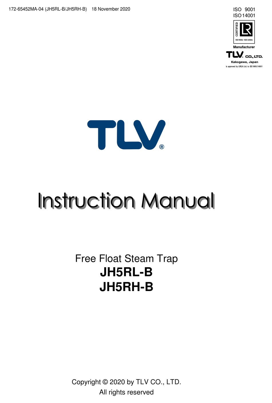 TLV JH5RL-B INSTRUCTION MANUAL Pdf Download | ManualsLib