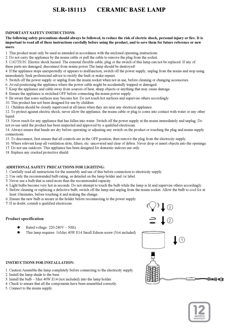 KMART SLR181113 INSTRUCTIONS Pdf Download ManualsLib