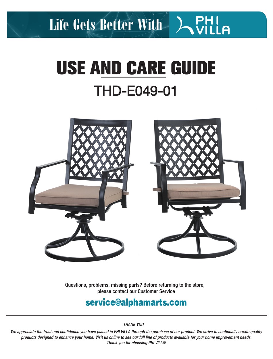 PHI VILLA THDE04901 USE AND CARE MANUAL Pdf Download ManualsLib