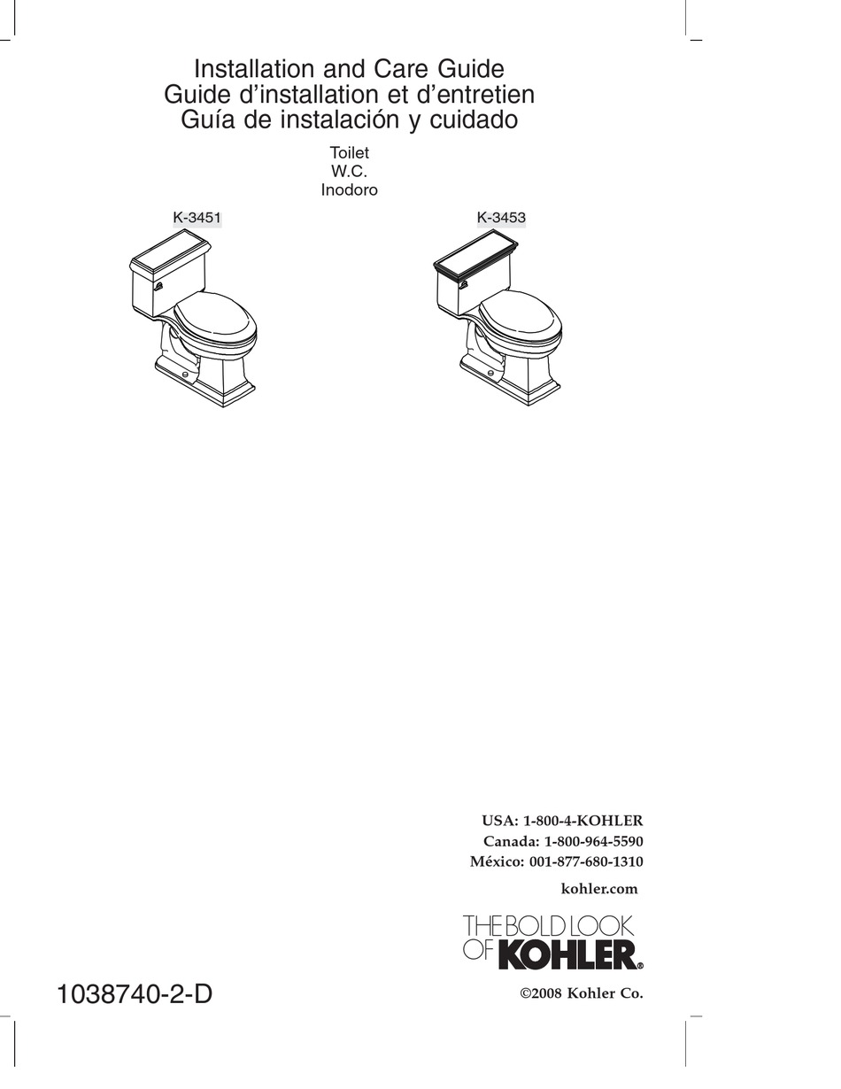 KOHLER MEMOIRS K3453G9 INSTALLATION AND CARE MANUAL Pdf Download
