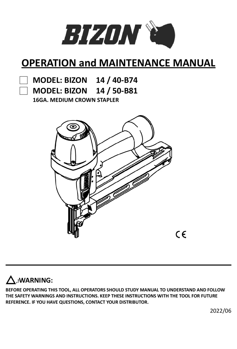 BIZON 14/40B74 OPERATION AND MAINTENANCE MANUAL Pdf Download ManualsLib