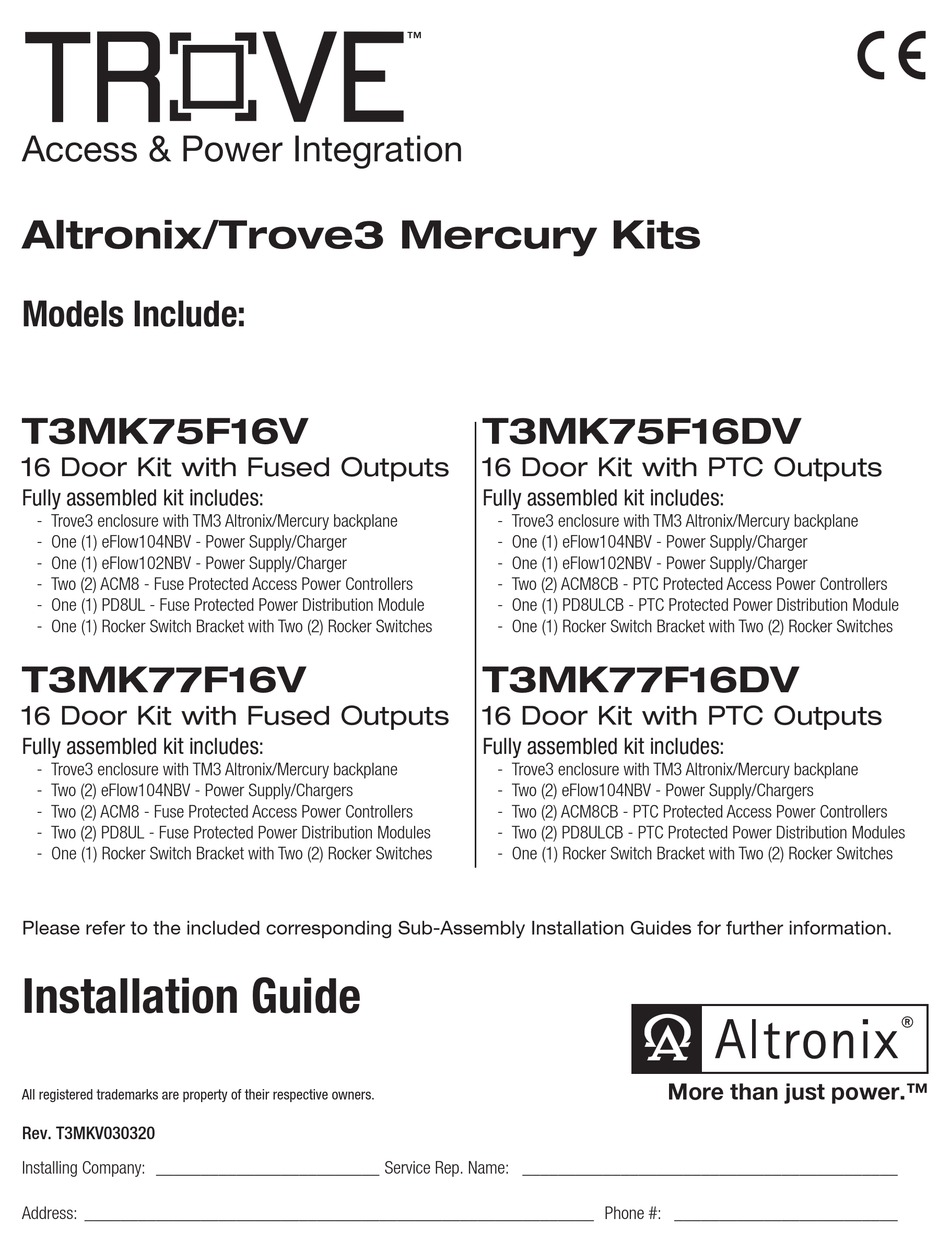 ALTRONIX TROVE3M3V KIT SERIES INSTALLATION MANUAL Pdf Download ManualsLib