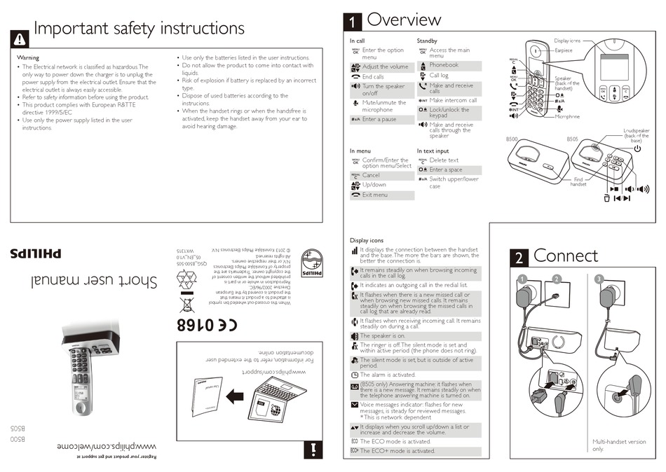 PHILIPS B500 SHORT USER MANUAL Pdf Download | ManualsLib