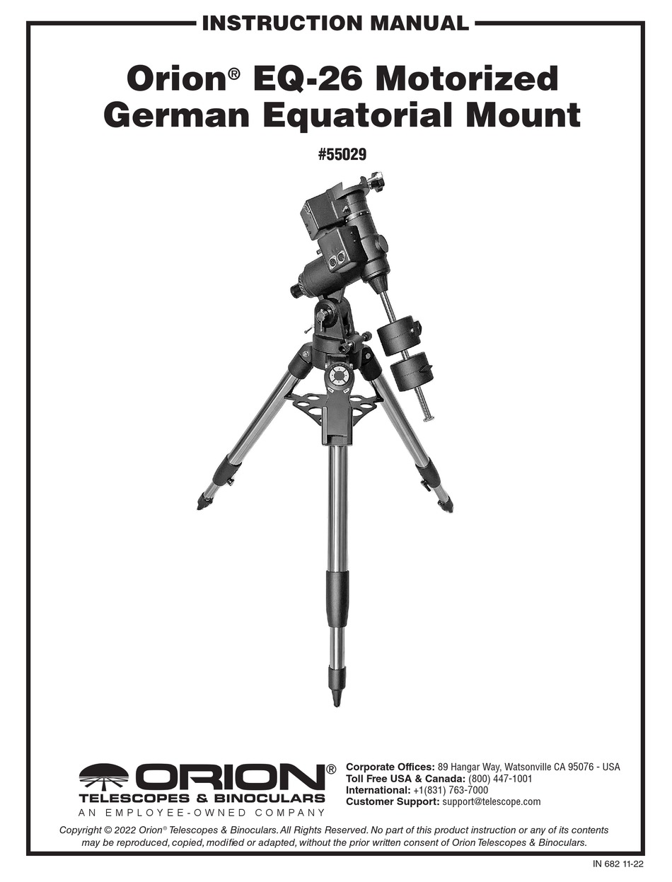 ORION TELESCOPES & BINOCULARS EQ26 INSTRUCTION MANUAL Pdf Download ManualsLib